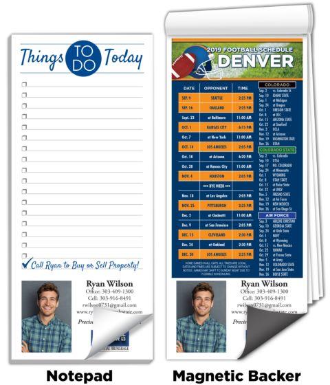 Custom Denver Broncos Football Schedule Magnets, Free Samples